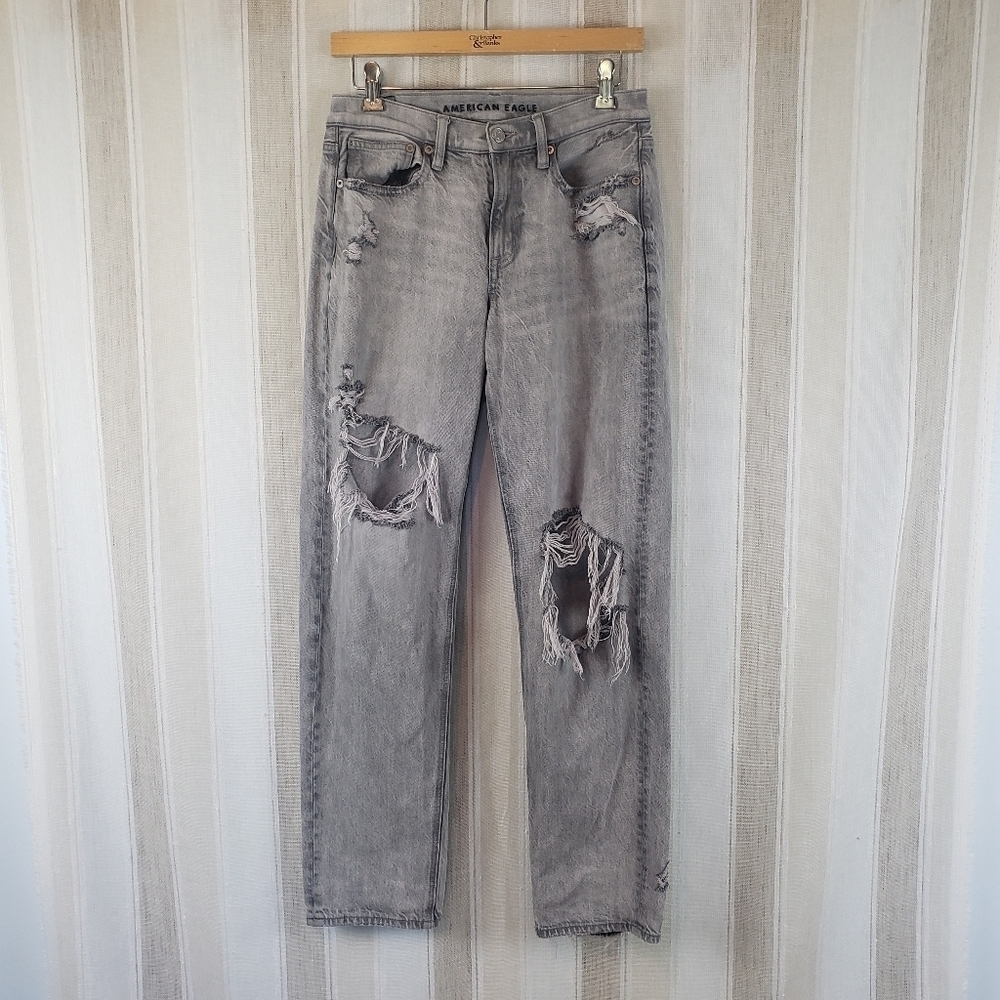 American Eagle 90s Straight High Rise Jeans Gray Size 2